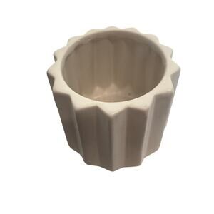 White fluted Candle Holder 4x4
